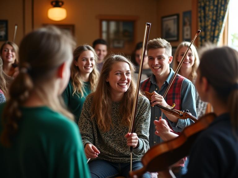 Irish language class with traditional music